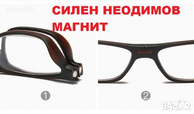 Диоптрични Очила с магнит +силикон. Ново +1.00/+1.50, снимка 4 - Слънчеви и диоптрични очила - 32566936