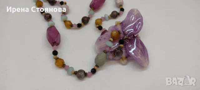 Колие с естествен цвят на орхидея , снимка 11 - Колиета, медальони, синджири - 50176243