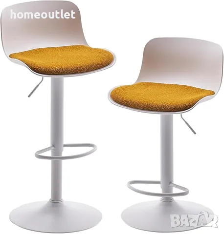 Висококачествени бар столове с регулируема височина, к-т от 2бр EUYY102-KS-1909WH-YW