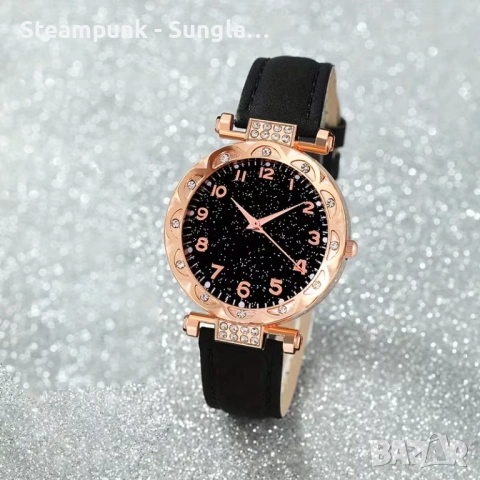 Комплект 1 Дамски кръгъл кварцов часовник и 5 гривни - идеален избор за ежедневно носене и подарък !, снимка 3 - Дамски - 53597205