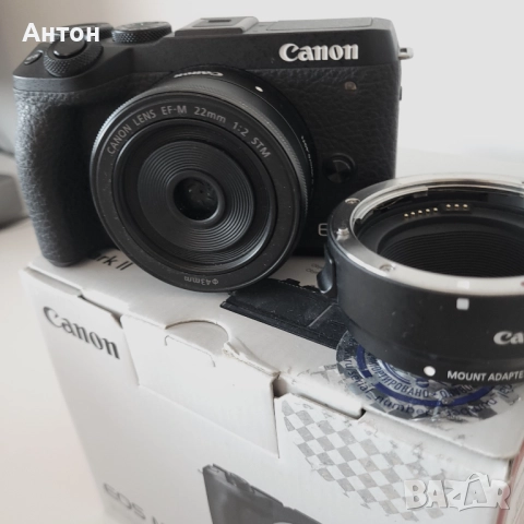 Canon m6 II + с обектив Canon 20mm f/2.0 + EF-m адаптер + клетка, снимка 3 - Фотоапарати - 52837236