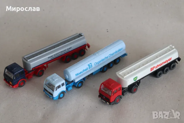 WIKING 1:87 H0 MERCEDES ЦИСТЕРНА КАМИОН МОДЕЛ ЛОТ 3 БР., снимка 6 - Колекции - 49411514