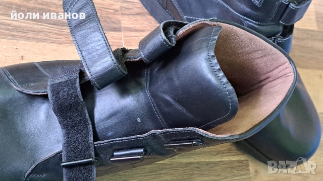 Кожени високи обувки с три велкро лепенки за широк крак,нови 48 номер, снимка 9 - Маратонки - 52243891