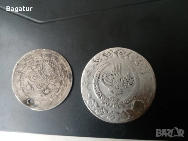 Лот 2 броя османски монети, сребро, гюмюш, 1223, снимка 5 - Нумизматика и бонистика - 50423078