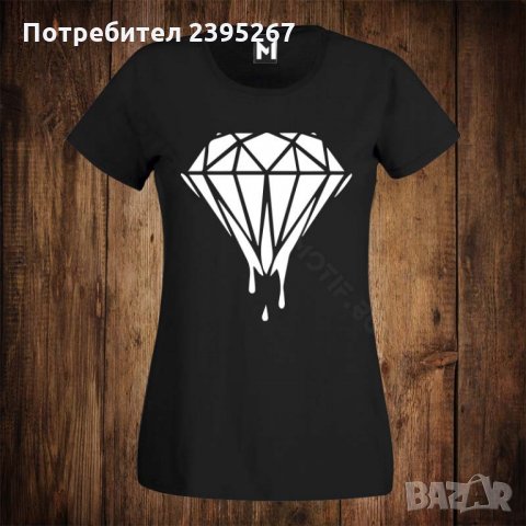 Дамска тениска с щампа диамант , снимка 1 - Тениски - 26517900