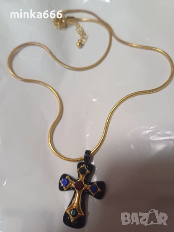 Позлатени колие с кръст 14к, снимка 4 - Колиета, медальони, синджири - 51545353