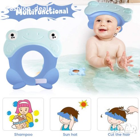 Бебешки Мек Силиконов Комплект за къпане Душ шапка козирка протектор от шампоан и термометър, снимка 4 - За банята - 33619352