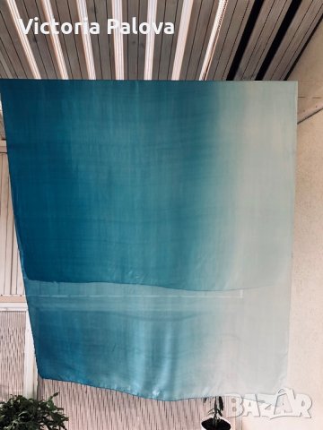 Шал от копринен шифон с цветен градиент, снимка 3 - Шалове - 27213975