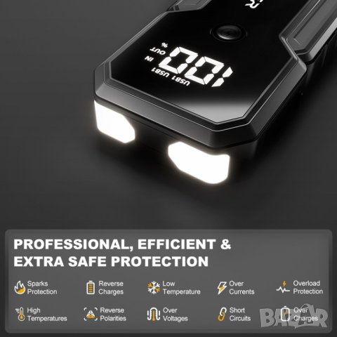 Джъмп стартер 20000mAh 2500A аварийно,бустер, акумулатор, стартерно , снимка 4 - Аксесоари и консумативи - 43891573