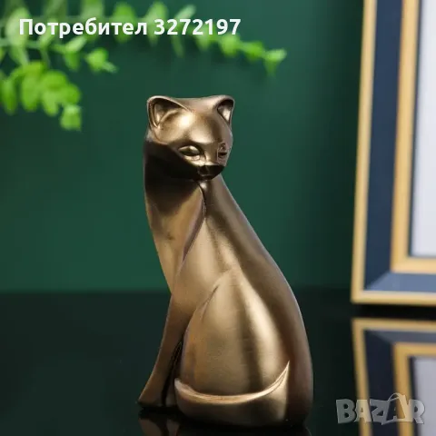 Статуя на котка с античен бронзов завършек, снимка 3 - Статуетки - 48296065