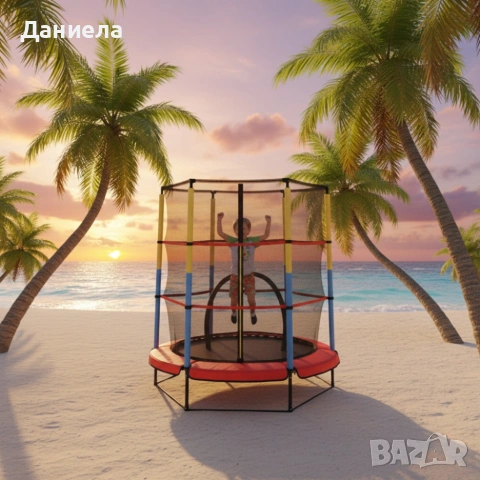 Батут 4,5ft 140см с вътрешна мрежа - червен, снимка 3 - Други - 53530421