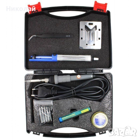 Комплект за запояване в кутия WEP 947-II, поялник 60W с регулируема t 200-450 °C, човки 900M 6 бр., снимка 2 - Друга електроника - 52248832