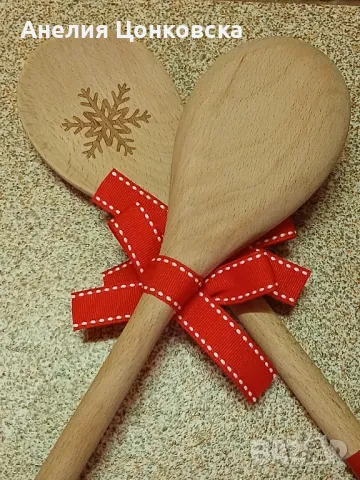 Големи дърв. лъжици с коледни мотиви , снимка 1