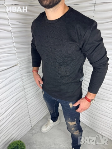 Мъжка изчистена блуза в черен цвят, снимка 2 - Блузи - 52967943