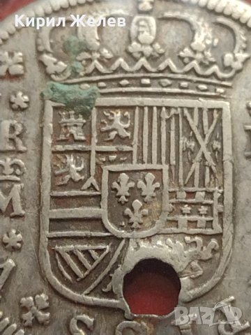 Сребърна монета 2 реала 1723г. Филип пети Мадрид Испания 12204, снимка 4 - Нумизматика и бонистика - 42987513