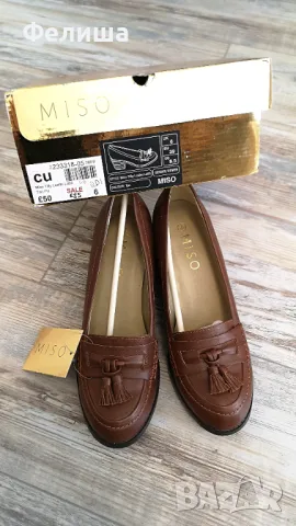 Стилни Дамски Обувки MISO от Естествена Кожа на Ток с Пискюли , снимка 2 - Дамски ежедневни обувки - 50149507