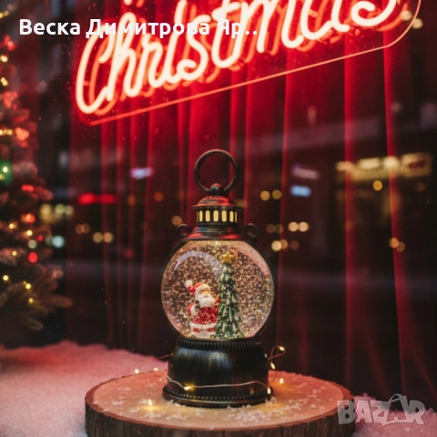 Голям LED коледен фенер с ефект на падащ сняг – приказна светлина и празнична магия, снимка 4 - Декорация за дома - 52228197