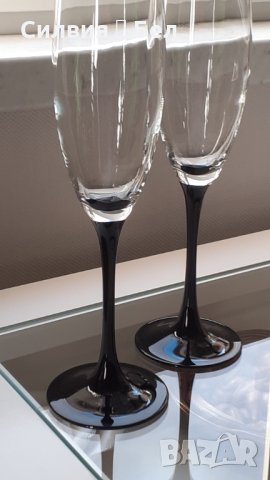 Комплект от 2 чаши за  Champagne Black Stem Luminarc- Vintage, снимка 7 - Антикварни и старинни предмети - 32316387