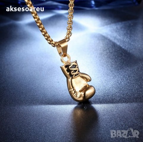 Колие боксова ръкавица верига от неръждаема стомана боксьорска ръкавица за мъже мъжки хип-хоп спортн, снимка 9 - Колиета, медальони, синджири - 38291213