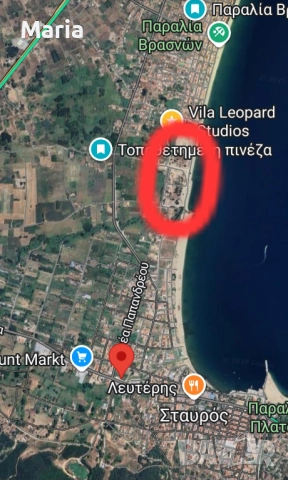 Продава парцел на 1ва линия в Гърция-Ставрос-Паралия Врасна, снимка 4 - Парцели - 52543094