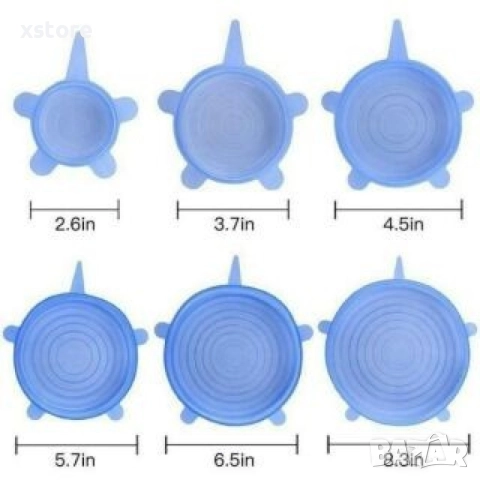 Комплект от 6 броя силиконови капаци за храна , снимка 13 - Други - 52699189