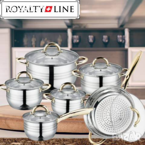 Комплект тенджери и тиган Royalty Line RL-1231G, 12ч.,16К/16/18/ 20/24/24Tсм.,, снимка 4 - Съдове за готвене - 44895477