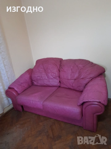 150€ ДВОЕН ДИВАН ОТ ЕСТЕСТВЕНА КОЖА, снимка 2 - Дивани и мека мебел - 53558478