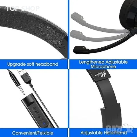 Нови Комфортни USB Слушалки с микрофон Намаляване Шум, снимка 7 - Микрофони - 49450913