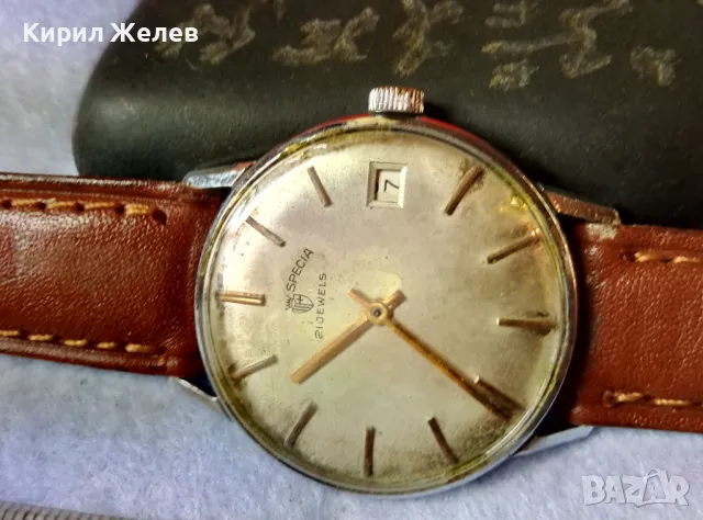 SPECIA 21 JEWELS SWISS MADE Стар Мех РЪЧЕН Швейц ЧАСОВНИК с Маркова КОЖЕНА КАИШКА ZIRVE РАБОТИ 49589, снимка 8 - Антикварни и старинни предмети - 48443075