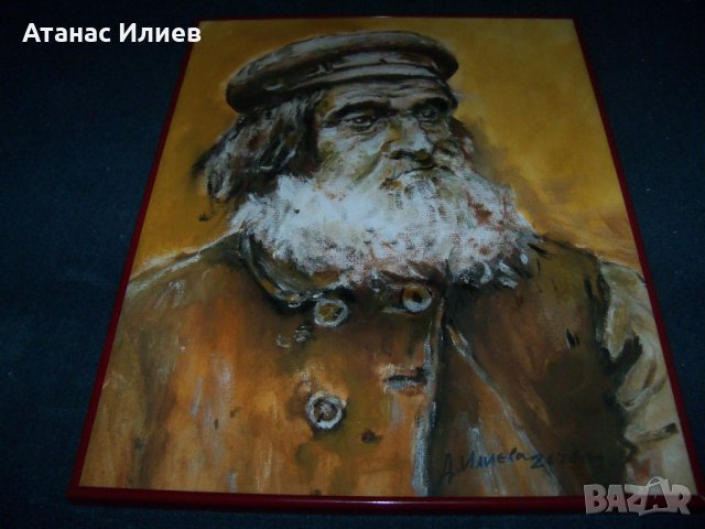 Страхотен маслен портрет на възрастен мъж от 19 век, худ Десислава Илиева, снимка 3 - Картини - 28309941