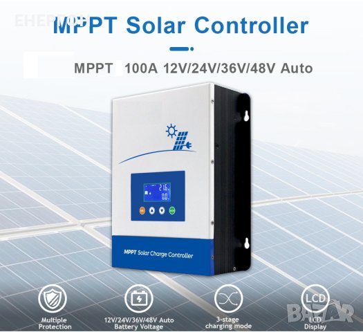 MPPT 100A соларен контролер 100А – 12V 24V 36V 48V вход до 150v Висок клас, снимка 1 - Аксесоари и консумативи - 43112160