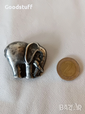 Сребро, брошка, слон, 925, винтидж , снимка 10 - Антикварни и старинни предмети - 52514882