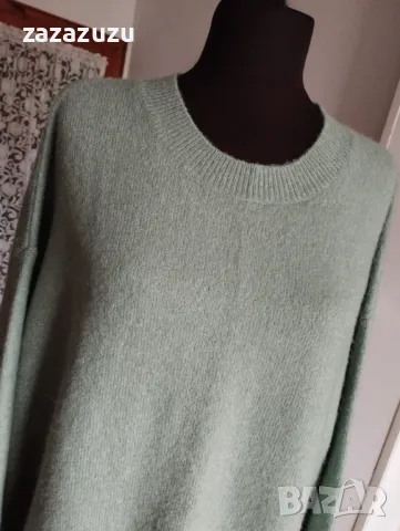 H&M Дамски дълъг пуловер в цвят светло зелено
