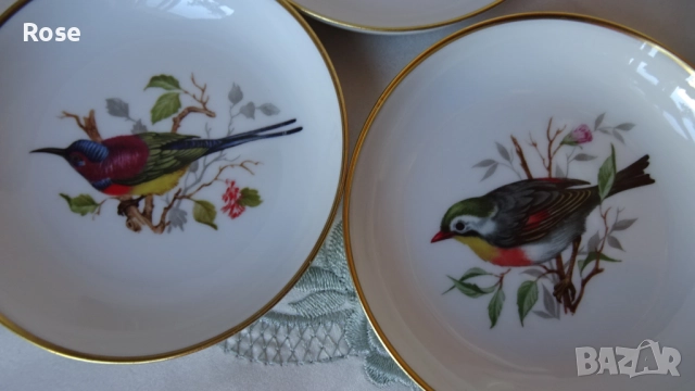 Винтидж! Комплект от шест чинийки с птици - Furstenberg , снимка 5 - Декорация за дома - 51781632