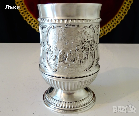 Чаша от калай с картини Влюбени,Пътешествие,Пролет. , снимка 7 - Антикварни и старинни предмети - 51571181