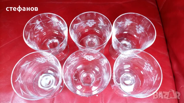 Стилни стъклени чаши, ръчна гравюра, вино, концентрат, мелба, 18.04.2987 г, снимка 5 - Чаши - 51139004