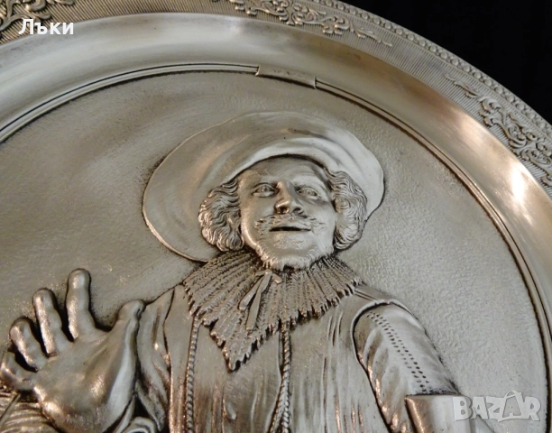 Калаена чиния Веселият пияница,Frans Hals,WMF,барок. , снимка 6 - Антикварни и старинни предмети - 52586967