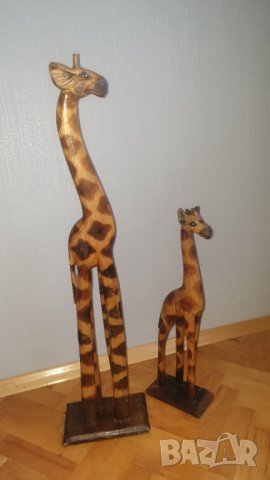 Дървени африкански фигури на жирафи, снимка 6 - Антикварни и старинни предмети - 43900744