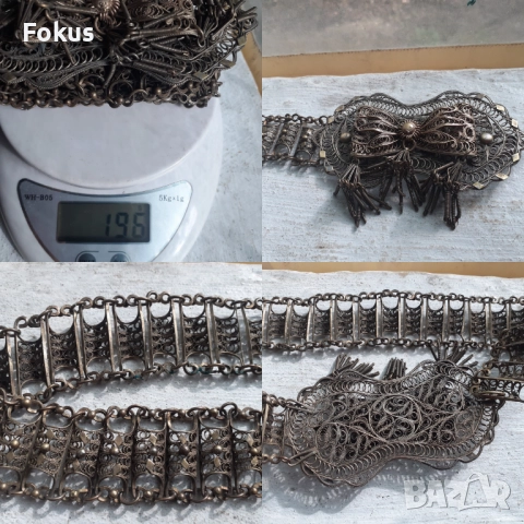 Възрожденски сачанен колан филигран с позлата, снимка 7 - Антикварни и старинни предмети - 51498192