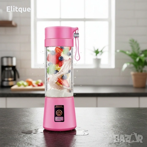 Преносим туристически USB блендер 380 мл – безжичен мини уред за смути и шейкове, снимка 5 - Друга електроника - 53120740