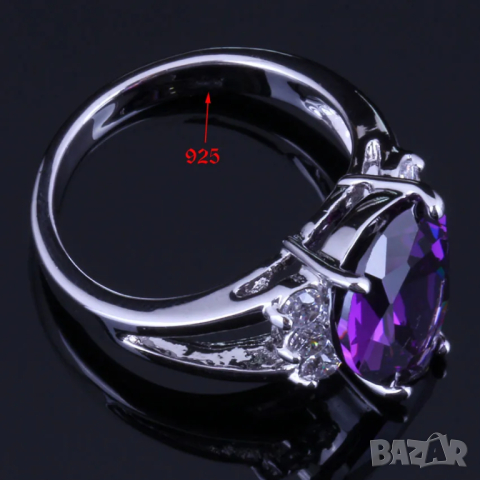 Сребърен комплект със сапфири и кристали, снимка 4 - Колиета, медальони, синджири - 44886136