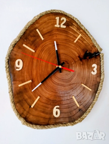 Ръчно изработен дървен стенен часовник