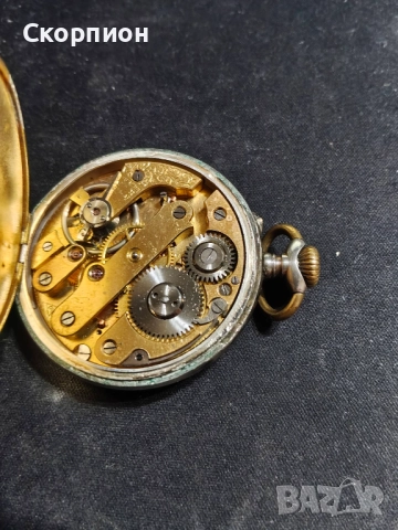 Швейцарски джобен часовник с посребрени капаци 1925г. - 10 РУБИНА, снимка 6 - Джобни - 48361931