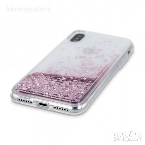 Силиконов кейс MBX Liquid с течност и брокат, За iPhone 14 (6.1), Розов, снимка 8 - Калъфи, кейсове - 39117903