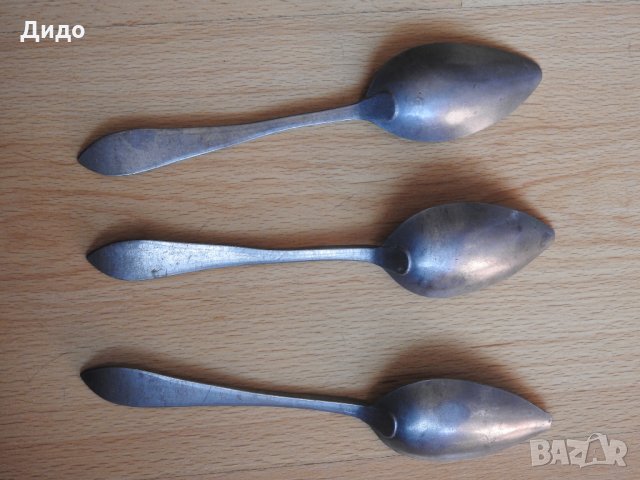  3 бр. готически калаени оловни лъжици пютър pewter, снимка 4 - Антикварни и старинни предмети - 28461884