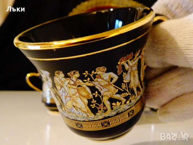 Гръцка чаша с чиния,24 карата злато. , снимка 5 - Антикварни и старинни предмети - 52595596