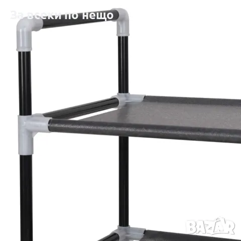 Стелаж за обувки с 4 рафта, метал и нетъкан текстил, черен Код P377, снимка 3 - Етажерки - 49820720