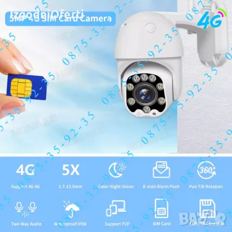 4G Камера със SIM карта. СИМ CARD PTZ IP Camera Видеонаблюдение охрана, снимка 2 - IP камери - 49339731