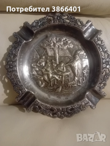 Посребрен ретро пепелник , снимка 2 - Антикварни и старинни предмети - 52375101