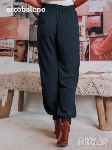 Дамски ежедневни панталони с шнурове с джоб, 5цвята, снимка 11 - Панталони - 40759609